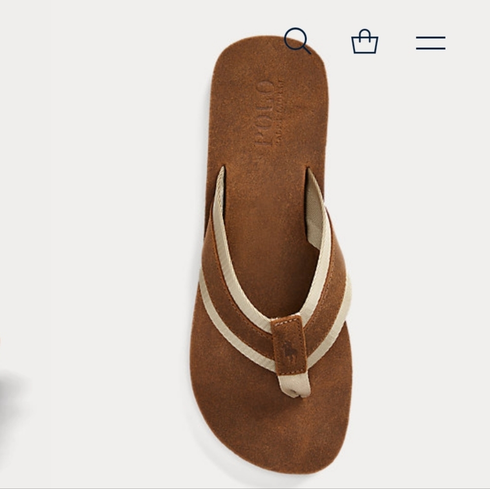 Polo Ralph Lauren Brown Suede Leather Sandals Flip Flops Size 8,9,10,11,12,13